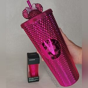 Starbucks Tumbler Holiday Hot Pink Sangria Studded & Ornament